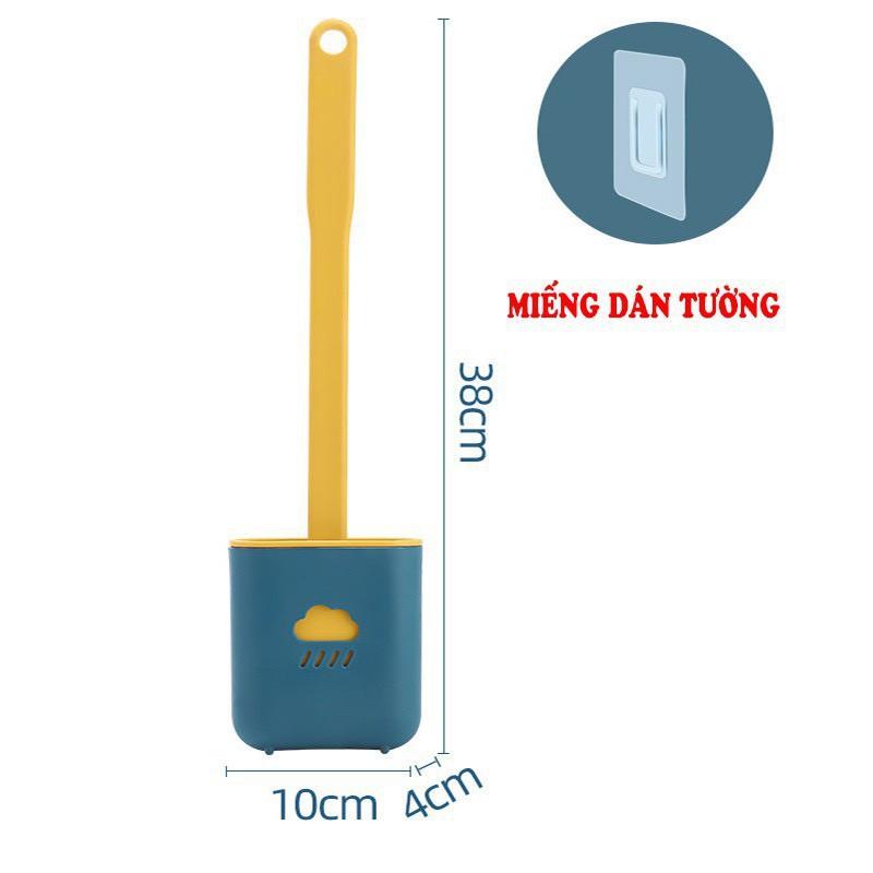 Cọ vệ sinh toilet bồn cầu, nhà tắm hình đám mây bằng silicon cao cấp kèm hộp treo tường chắc chắn