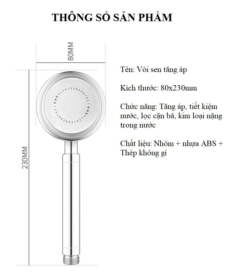 Vòi Sen Tăng Áp S0210 Lọc Kim Loại Nặng, Tiết Kiệm Nước, Chất Liệu Nhôm Cao Cấp, Chống Ăn Mòn, Chịu Nhiệt Tốt - Hàng Nhập Khẩu