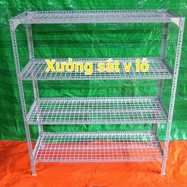 kệ sắt v lỗ ( lưới sắt ô vuông) Rộng 20cm x Dài 1m ( CAO 60-80-1m-1,2m-1,5m) 2,3,4 TẦNG