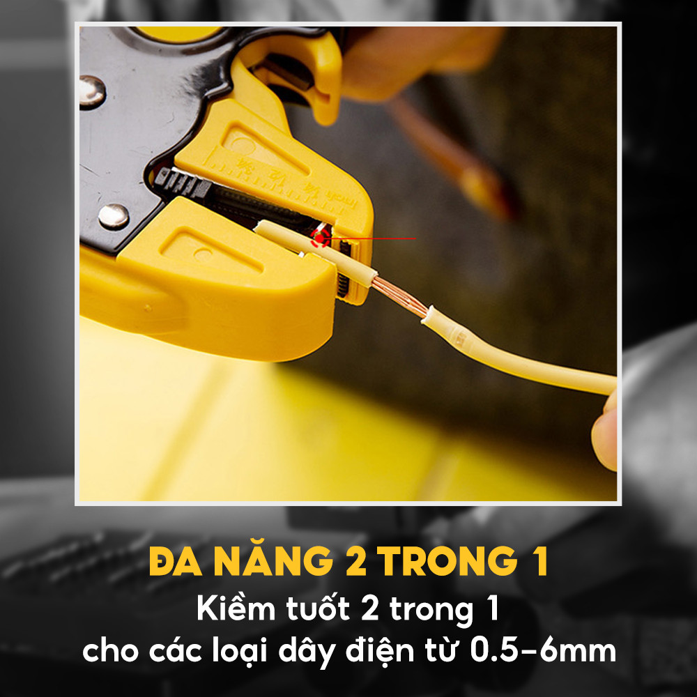 Kềm tuốt vỏ dây điện mỏ quạ Deli DL2003