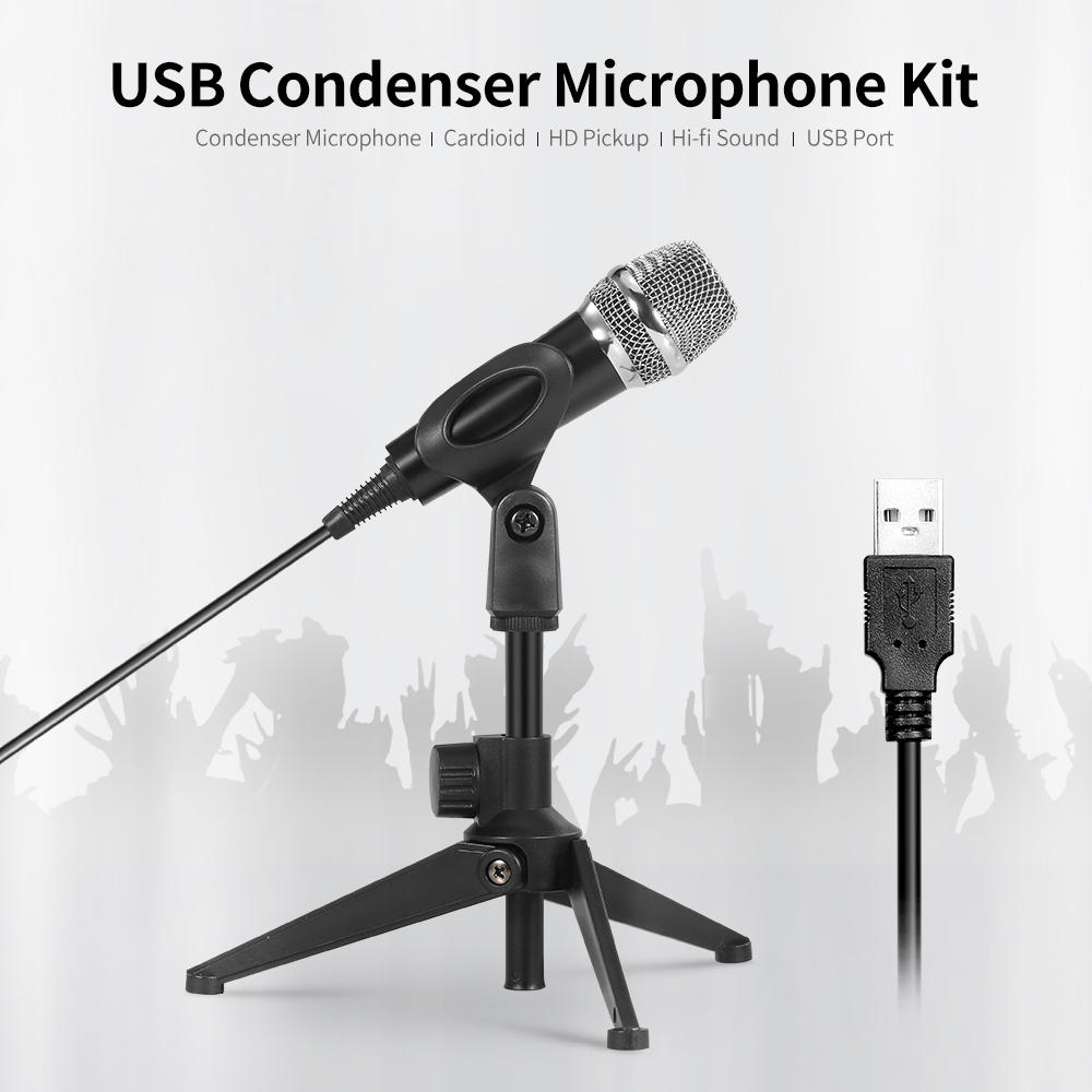 Micrô Ngưng Tụ Hát Karaoke Có Dây USB Không Ổ Đĩa Có Chân Đế