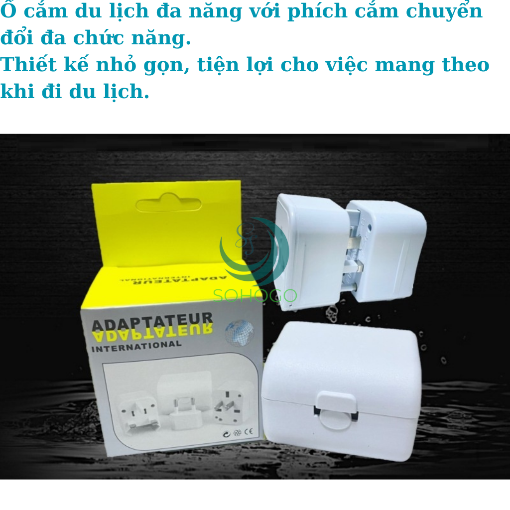 Ổ cắm du lịch đa năng xuyên lục địa 200 Quốc Gia-Ổ cắm chuyển đổi nguồn phù hợp với chuẩn của Châu Âu, Mỹ, Úc, Nhật Bản-Ổ cắm điện đa năng du lịch Universal Travel Adapter nhiều đầu