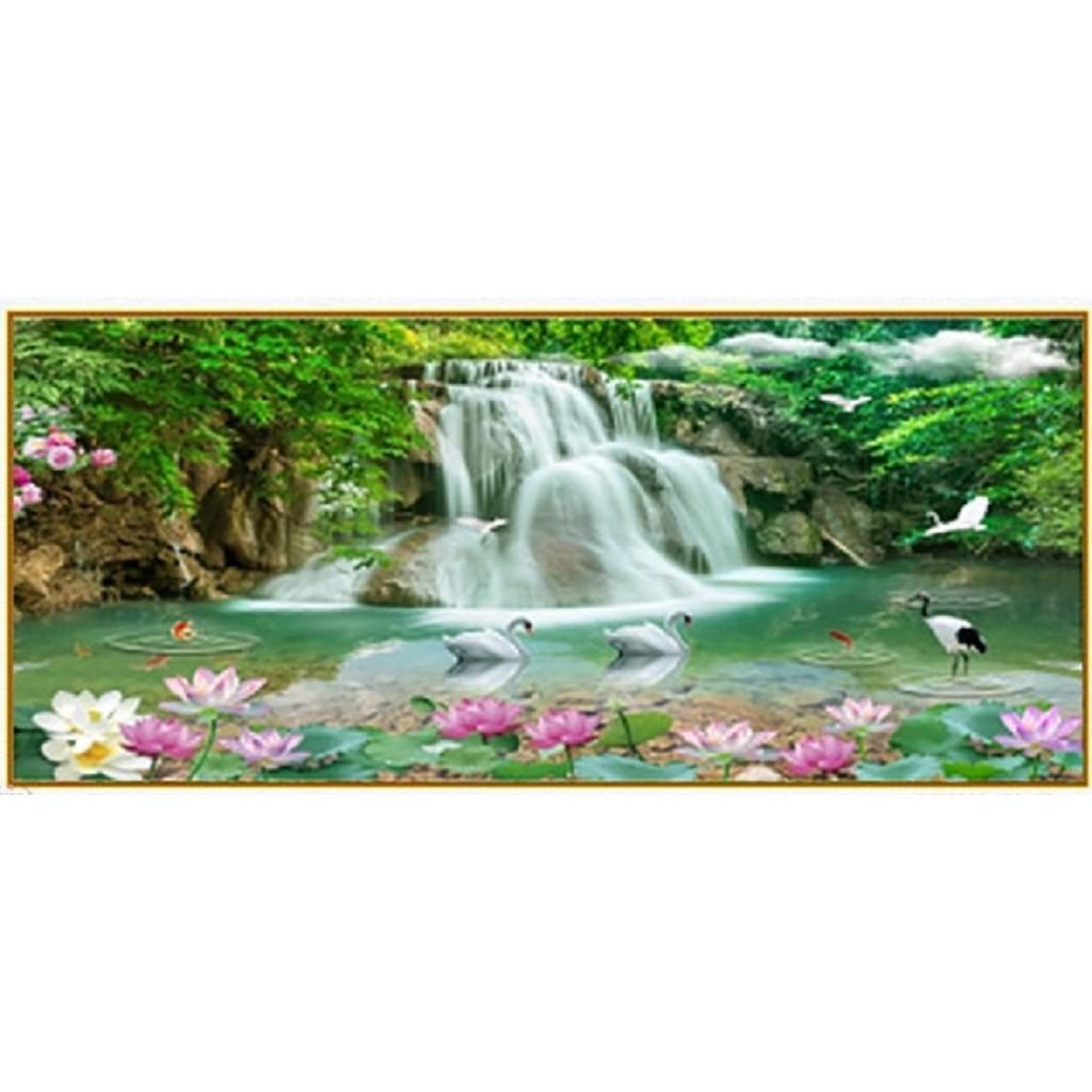 Tranh thêu chữ thập Non nước hữu tình - LV3025