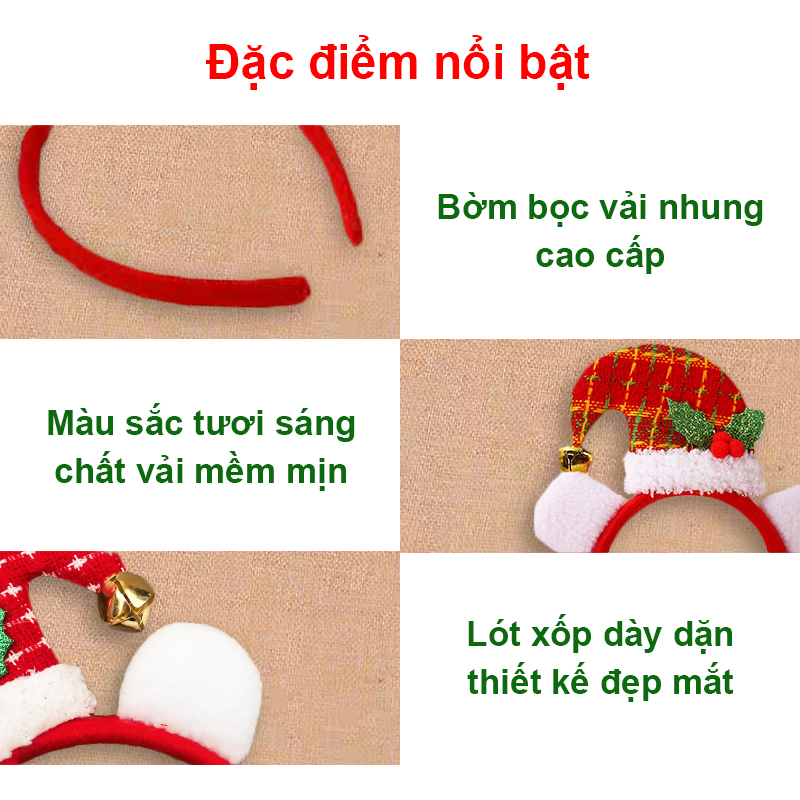 Băng đô Giáng Sinh họa tiết lấp lánh Baby-S, Băng đô Noel sừng tuần lộc đơn giản phù hợp cho mọi lứa tuổi – SNOEL016