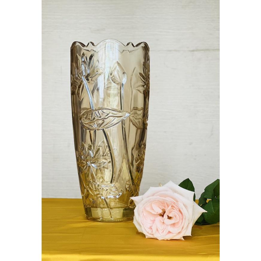 Lọ hoa thủy tinh pha lê nhũ vàng 30cm - Cao cấp