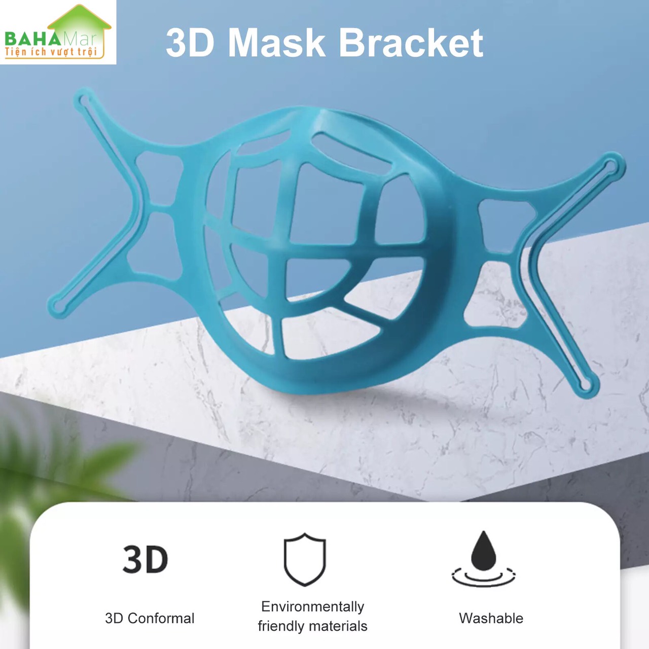 KHUNG ĐỠ 3D ĐEO KHẨU TRANG THOÁNG KHÍ, LÓT CHỐNG TRÔI SON HIỆU QUẢ &quot;BAHAMAR&quot; Giá đỡ  3D được thiết kế vừa vặn với khuôn mặt của sống mũi, giúp thở êm ái.