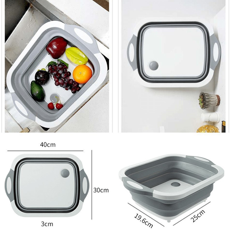 Thớt kiêm Chậu gấp gọn đa năng tiện dụng 3 in 1