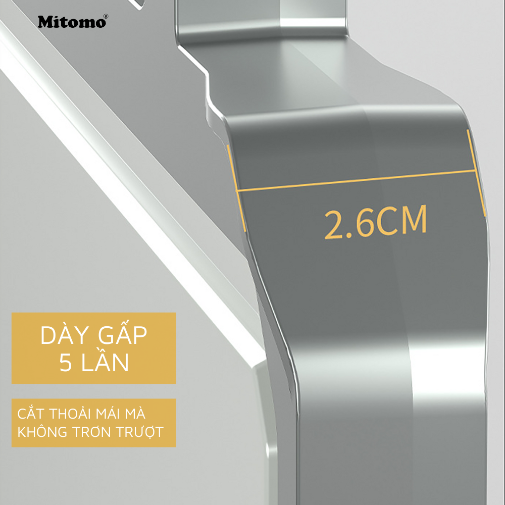 Thớt hai mặt kháng khuẩn inox 304 cao cấp, nhựa lúa mạch Mitomo MT-304PP Hàng chính hãng