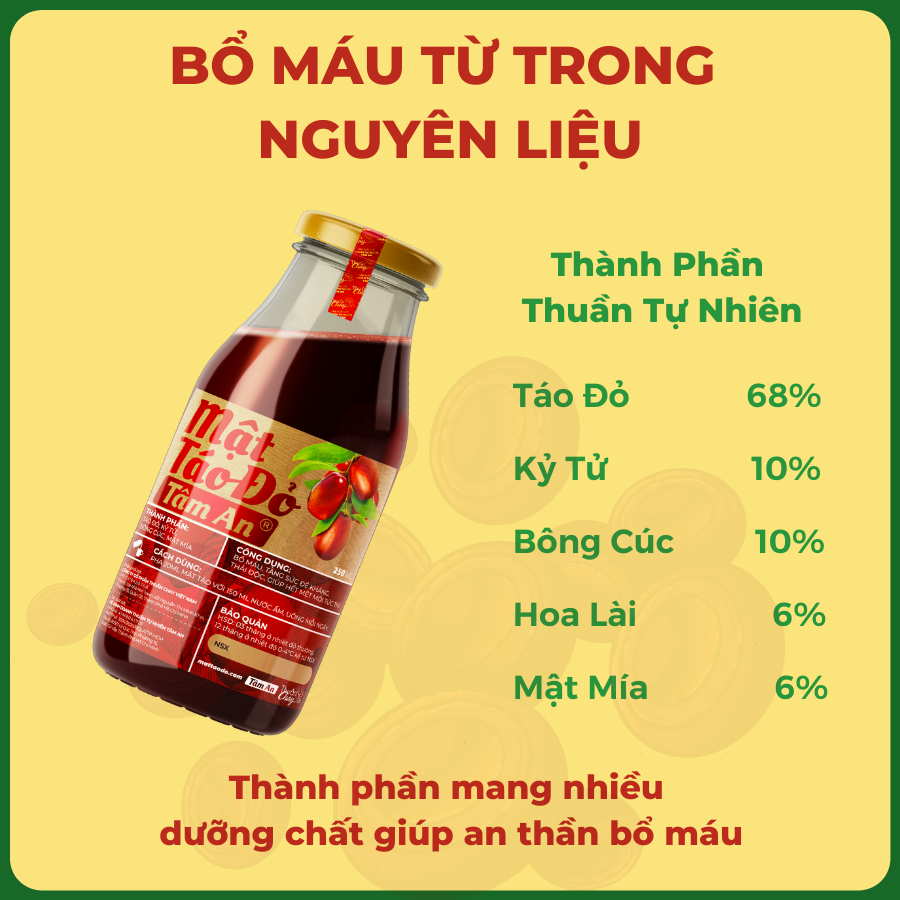 MẬT TÁO ĐỎ TÂM AN 250ML - 1 THÙNG 12 CHAI