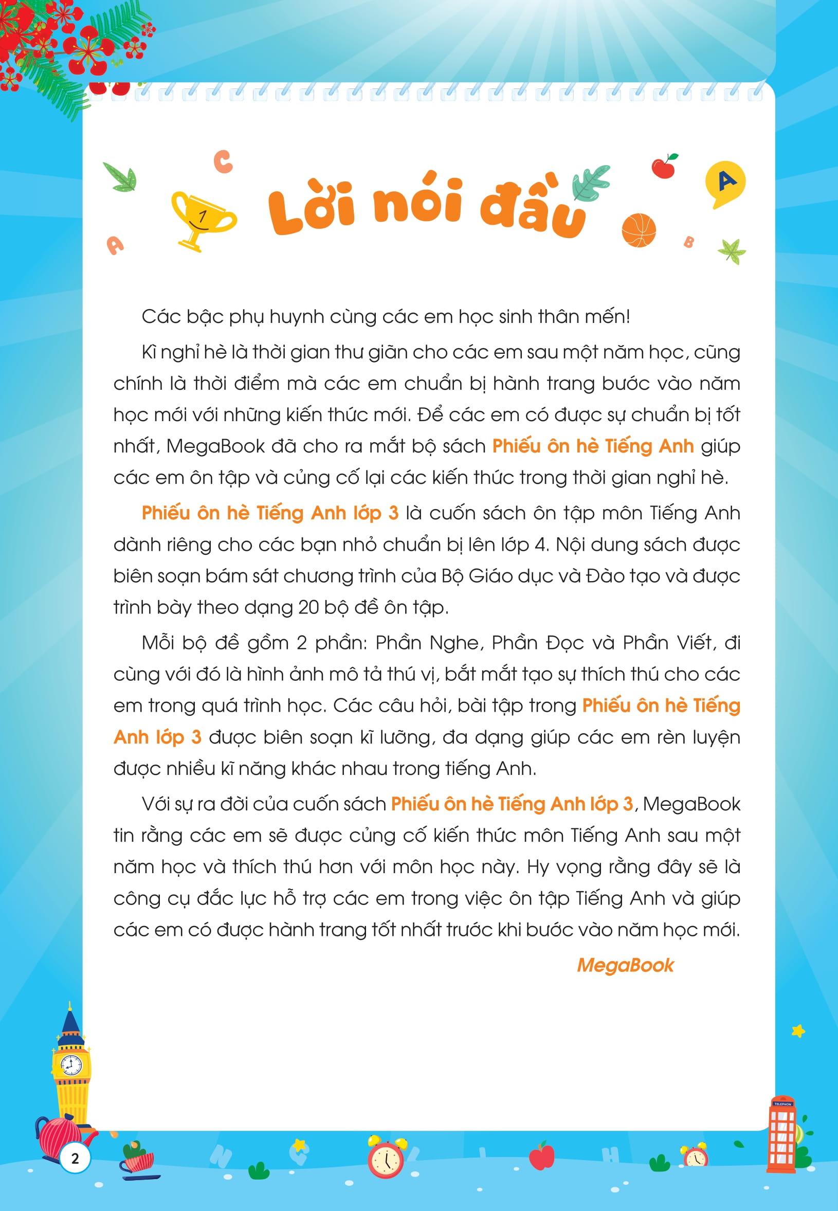Sách - Phiếu Ôn Hè Tiếng Anh Lớp 3