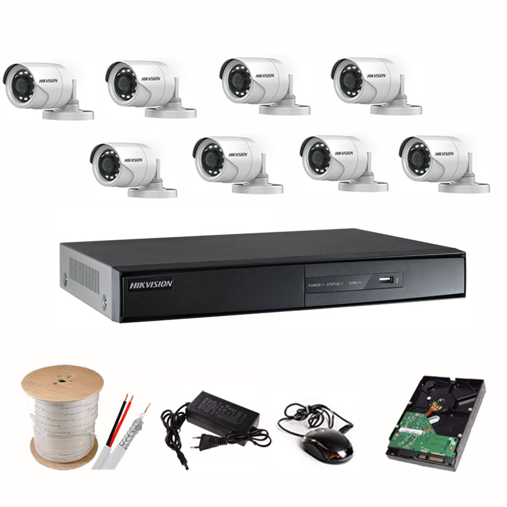 Bộ Camera Quan Sát HIKVISION 8 Kênh 2.0MP FHD 1080P - Trọn bộ 8 mắt 2.0MPX - Đủ Phụ Kiện Lắp Đặt ( HDD 2TB ) - Hàng Chính hãng