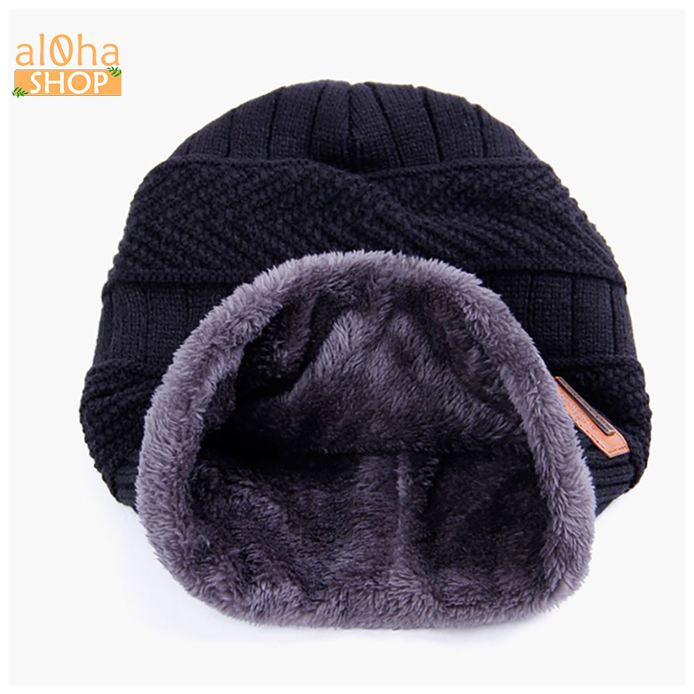 Set Mũ len kèm khăn ống lót lông mềm mịn giữ ấm mùa đông Unisex nam nữ - al0ha Shop