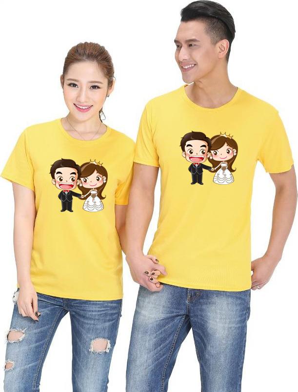 Bộ Áo Thun Đôi Nam Nữ Màu Vàng A279