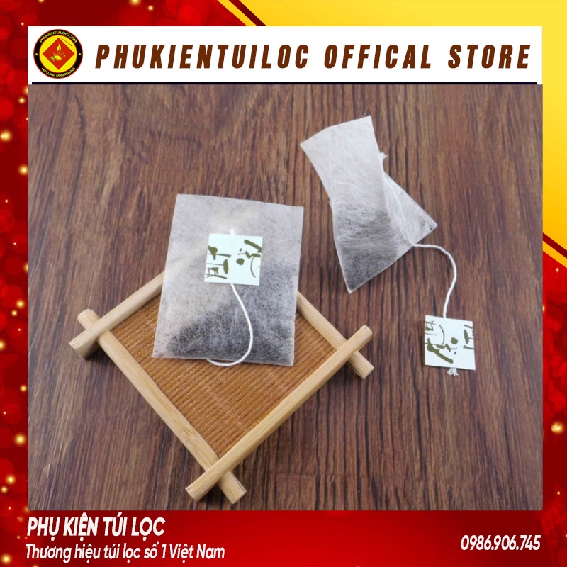 Túi lọc trà, thảo dược sợi ngô tam giác dây nhúng, hàn nhiệt - 100 túi- Phukientuiloc- TLTG01