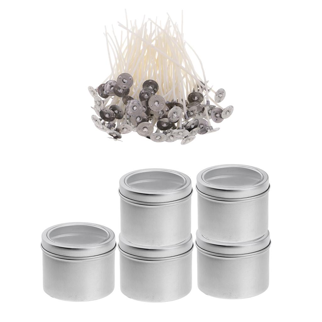 105x Metal Empty Tin Jar Storage Candles Wicks for Candles Making Supplies