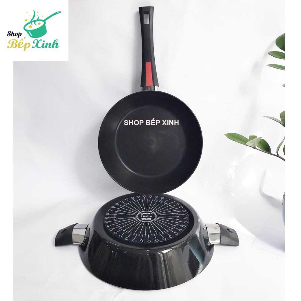 Chảo chống dính bếp từ size18,22,26,30 Pháp Kimscook-Pealla , đúc nguyên khối, phủ ceramic cao cấp,tặng 1 sạn dừa