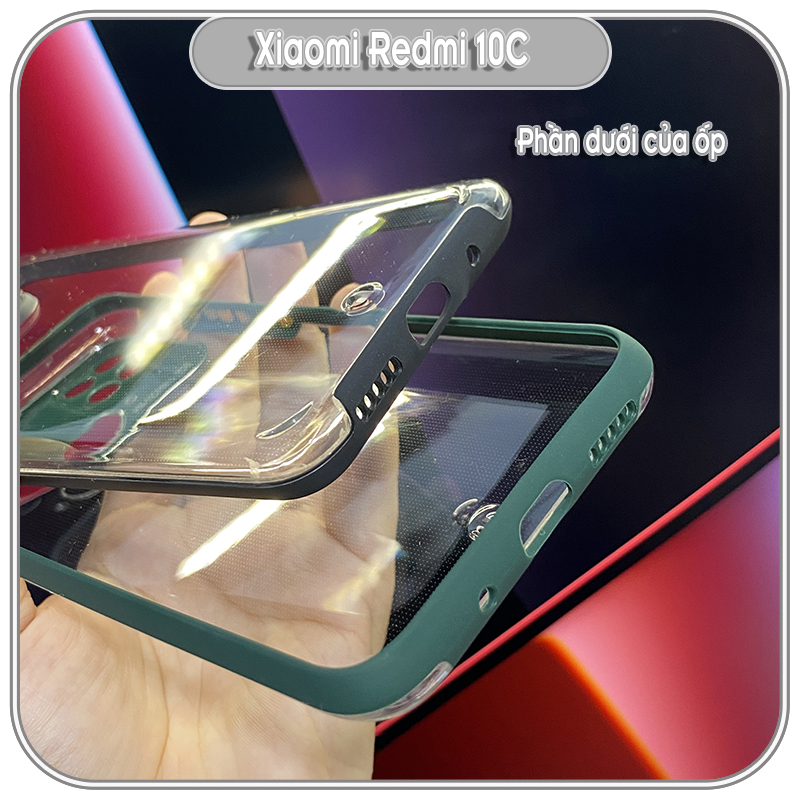 Ốp Lưng cho Xiaomi Redmi 10C PC Trong Suốt Viền Màu Mỏng ,Che Camera