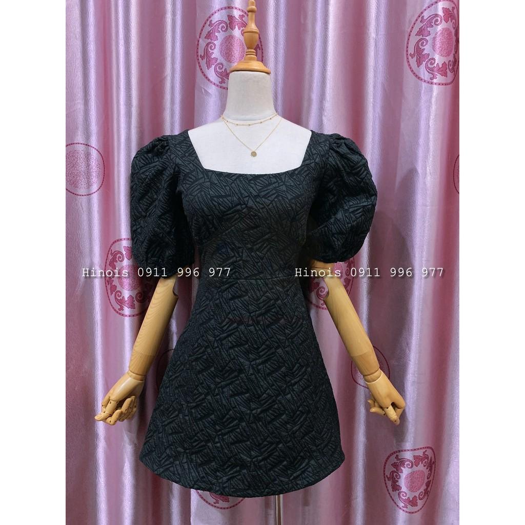 Đầm Dáng Xoè Ngắn Đầm Gấm Xốp Tay Phồng Hở Lưng Có Dây Thắt Lưng 2 Màu Trắng - Đen - KÈM HÌNH THẬT&VIDEO