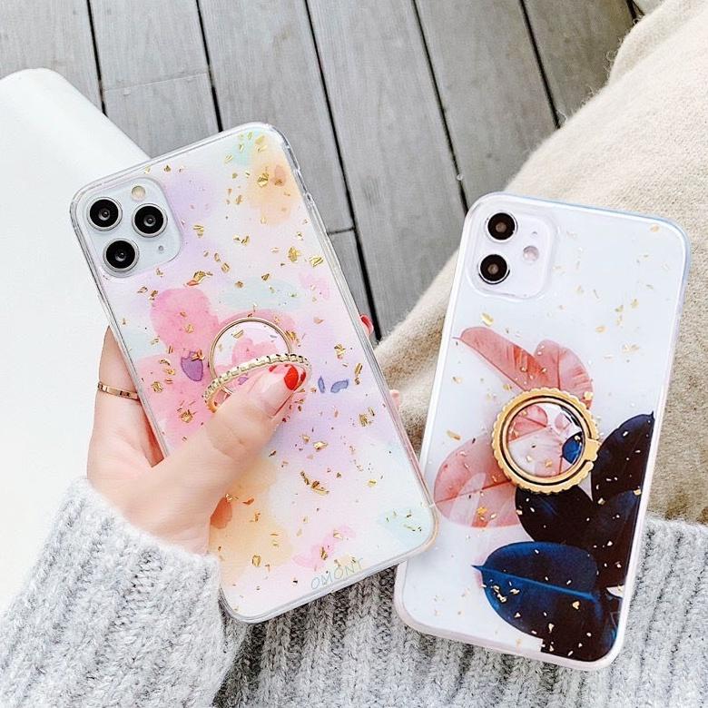 Ốp Hoa Hồng Kim Tuyến Kèm Ring Dành Cho ip 6p/7plus/8plus/x/xs/xs max