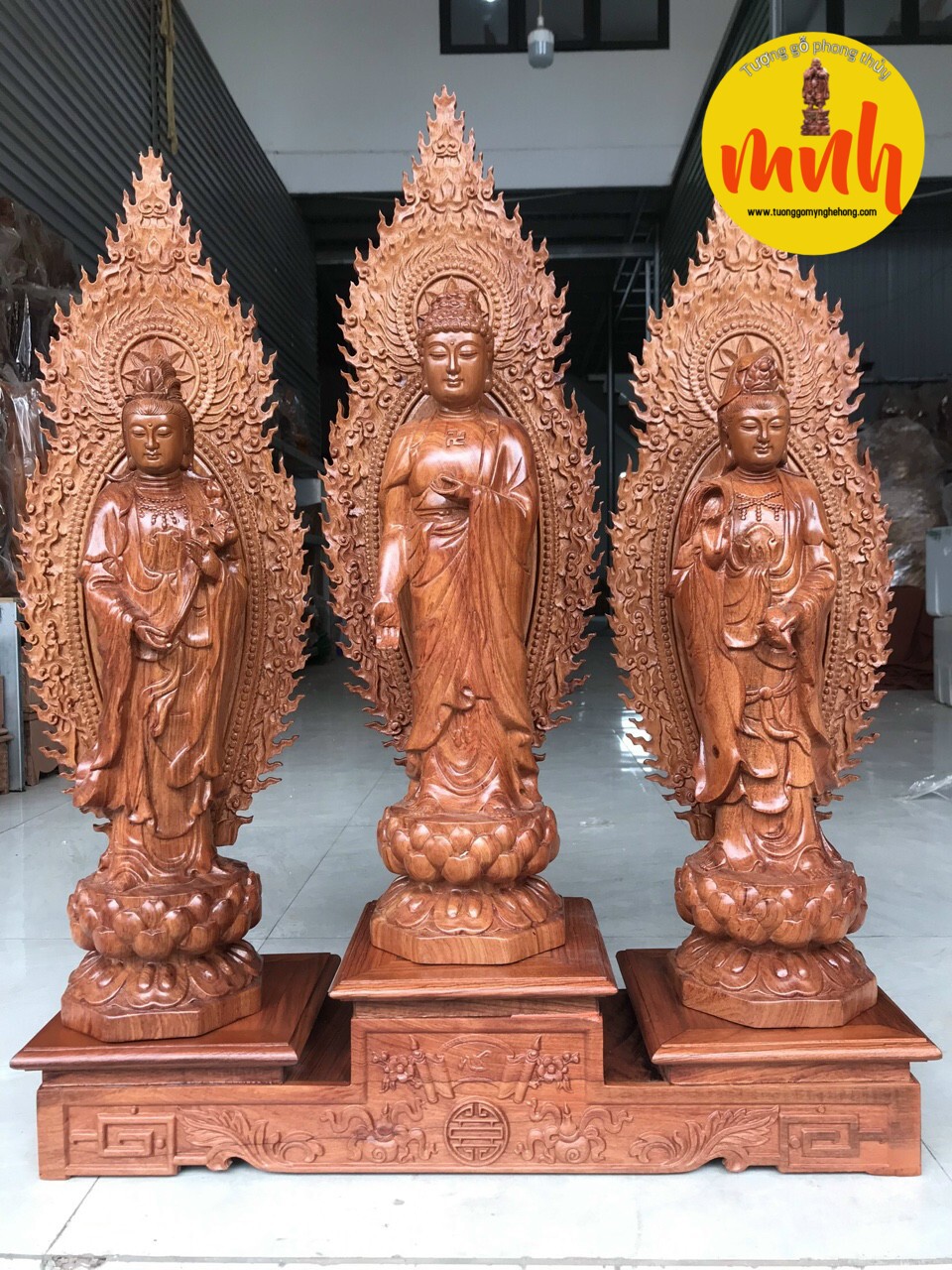 Bộ Tượng Phật Tây Phương Tam Thánh Kích Thước Cao 40cm, 50cm, 60cm, 70cm