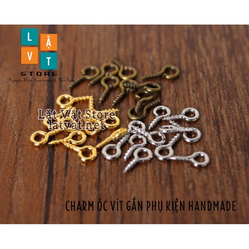 10cái Charm phụ kiện ốc vít đinh xoắn nhỏ gắn đồ handmade, đất sét tự khô