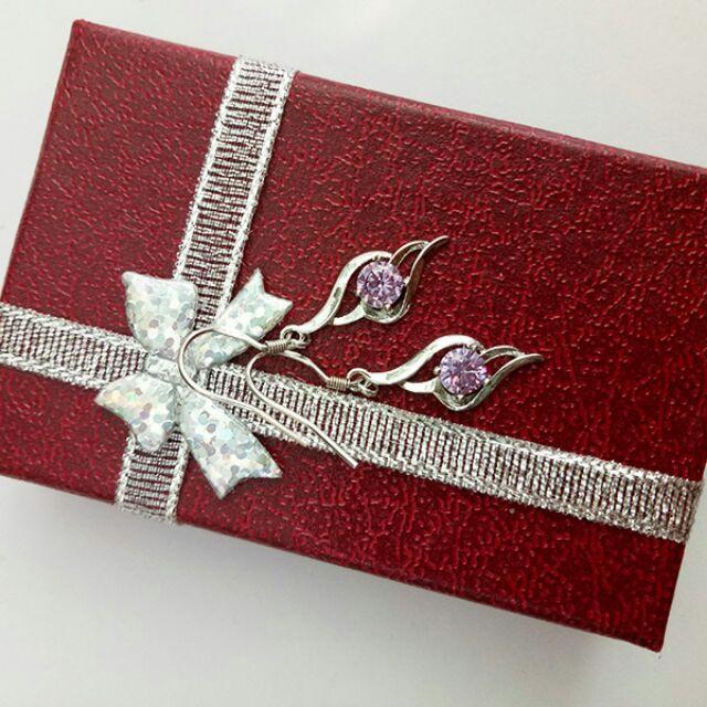 Bông tai alice thời trang trắng/tím - BH524