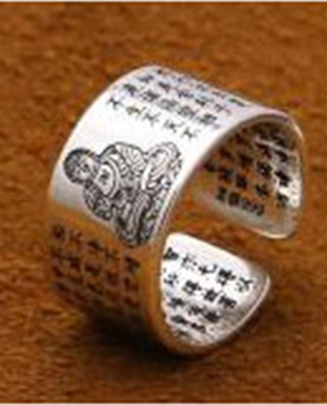 Nhẫn Khắc Ngài Adida - Bát Nhã Tâm Kinh Tuổi Tuất - Tuổi Hợi  Trang Sức  Bạc QTJ