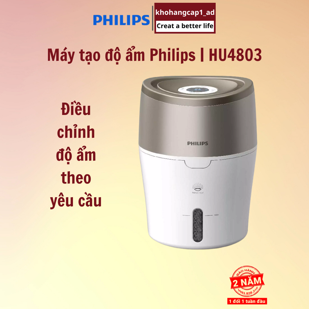 Máy tạo độ ẩm Philips HU4803 làm ẩm không khí phòng đa năng hiển thị đèn led - Hàng Nhập Khẩu