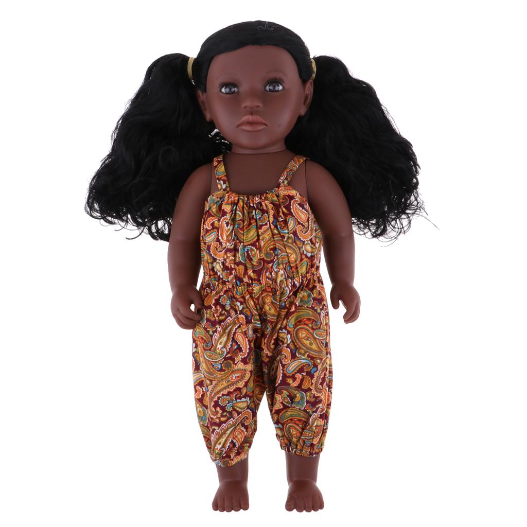 17 inch Lifelike Baby Doll Girl Baby With Handmade Colorful Jumpsuits Kids Sleeping Toy