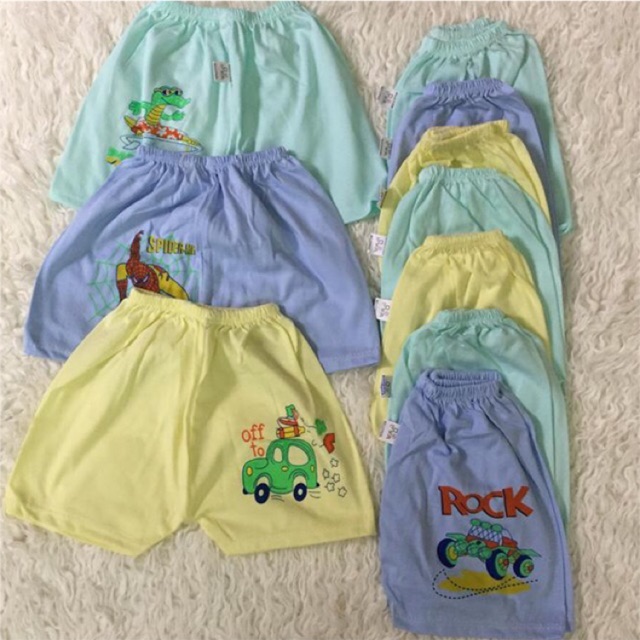 Combo 10 quần đùi cotton in hình ngộ nghĩnh cho bé