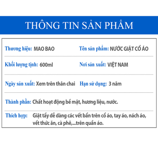 Nước Giặt Cổ Áo Túi 600ml