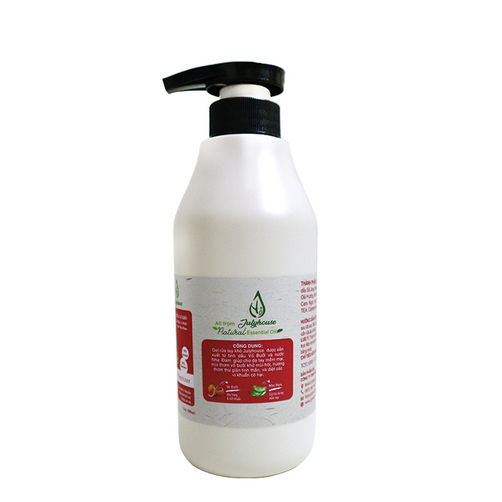 Gel rửa tay khô Nha đam hương tinh dầu bưởi chùm 500ml JULYHOUSE công dụng khử khuẩn khử mùi bảo vệ da tay, giúp mềm mịn da với hương tinh dầu thư giãn tốt cho tiêu hóa hàng chính hãng xuất xứ việt nam