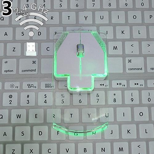 Chuột không dây 2.4ghz màu trong suốt tùy chọn siêu mỏng phát sáng chất lượng cao cho máy tính