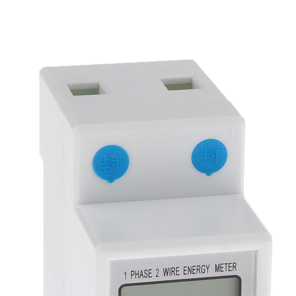 LCD DIN-Rail Type Hour Single Phase 2 Wire Energy Meter AC 220V