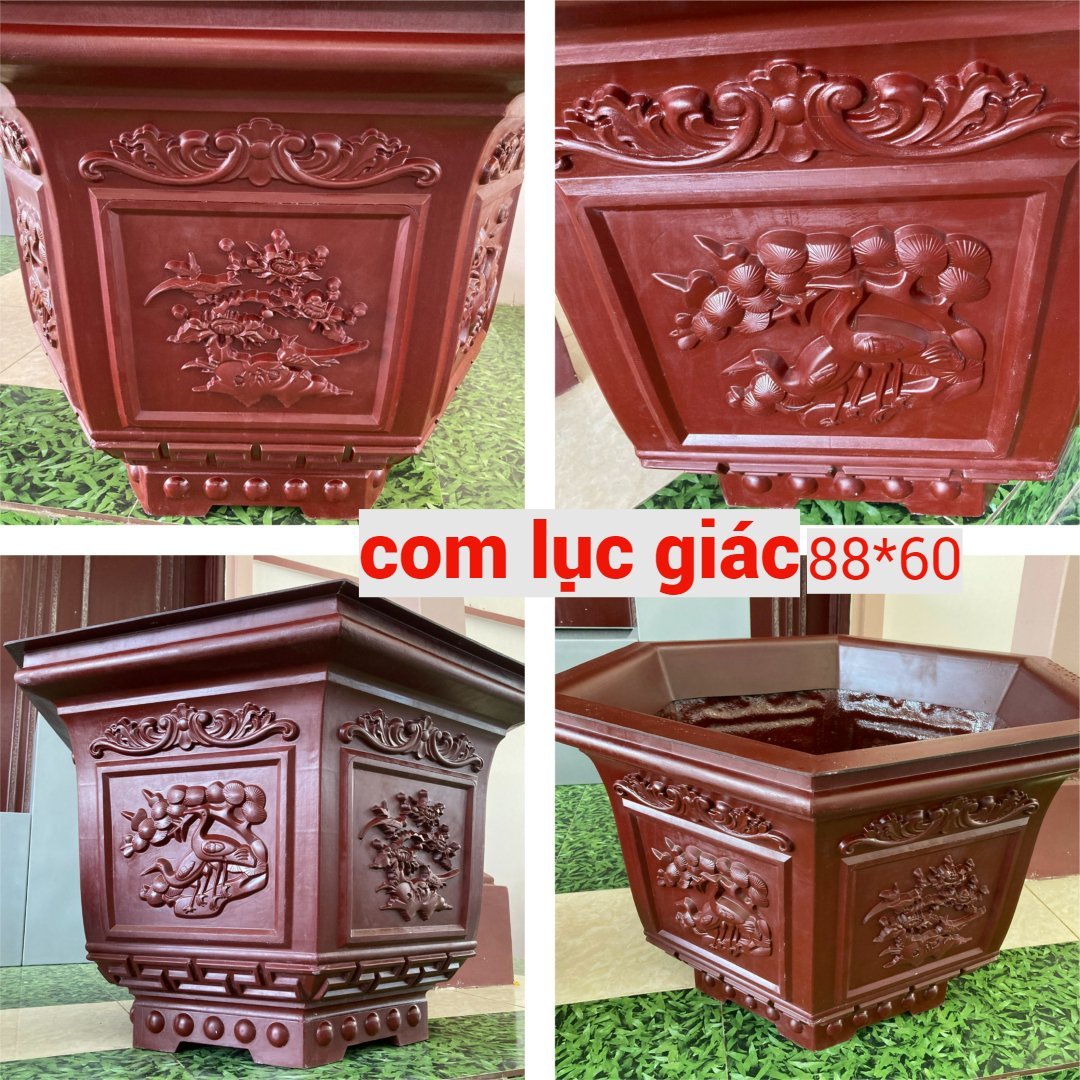 Chậu composite LỤC GIÁC 88*60cm trồng cây cảnh siêu bền