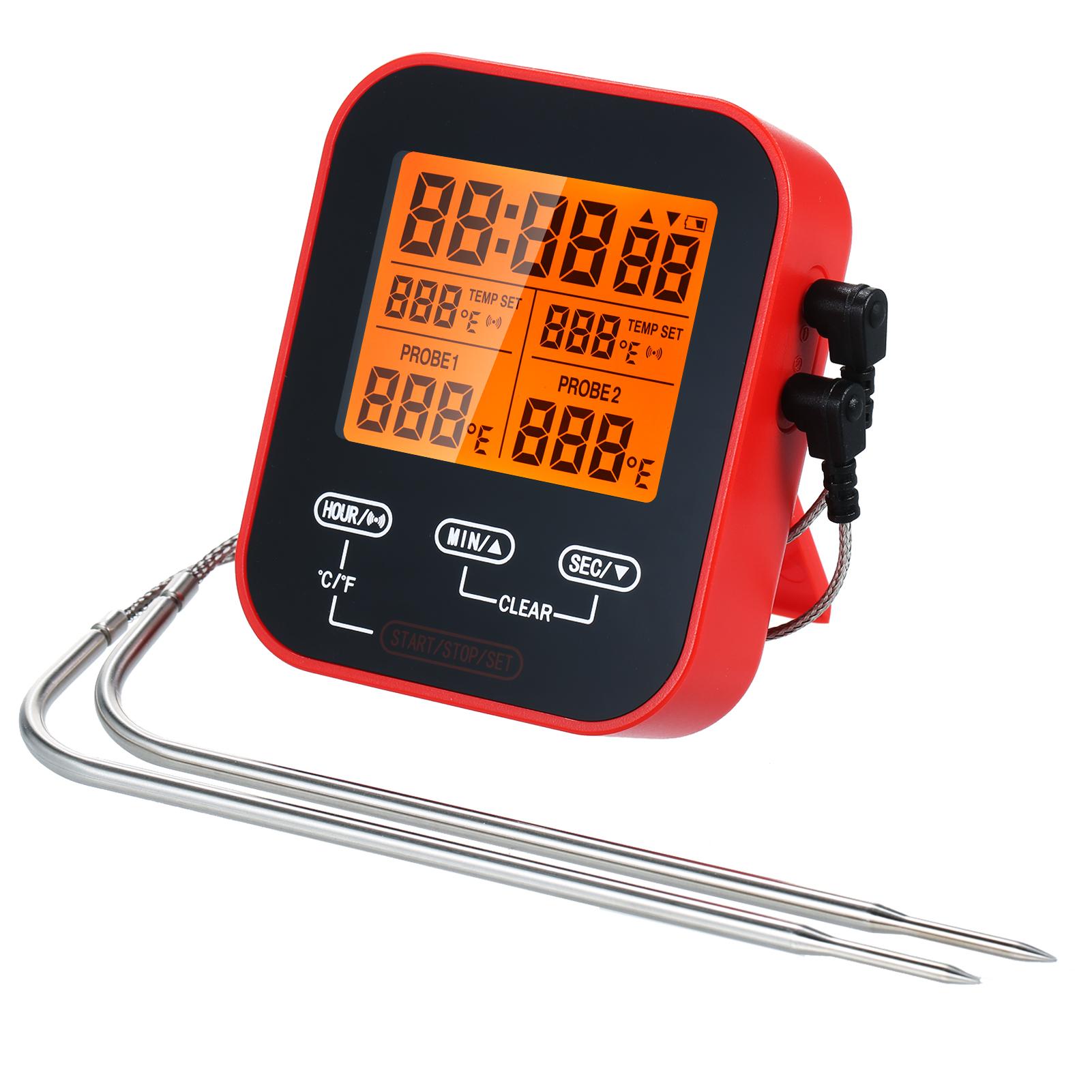 Digital Food Thermometer and Timer Wireless Meat Temperature Probe Thermomter Oven Thermometer for Grill Smoker Barbecue