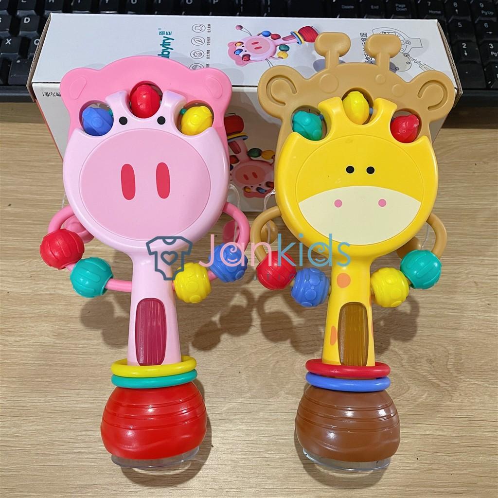 Đồ chơi xúc xắc cầm tay có đèn kèm gặm nướu 2 trong 1 BABYTRY cho bé trên 18 tháng tuổi