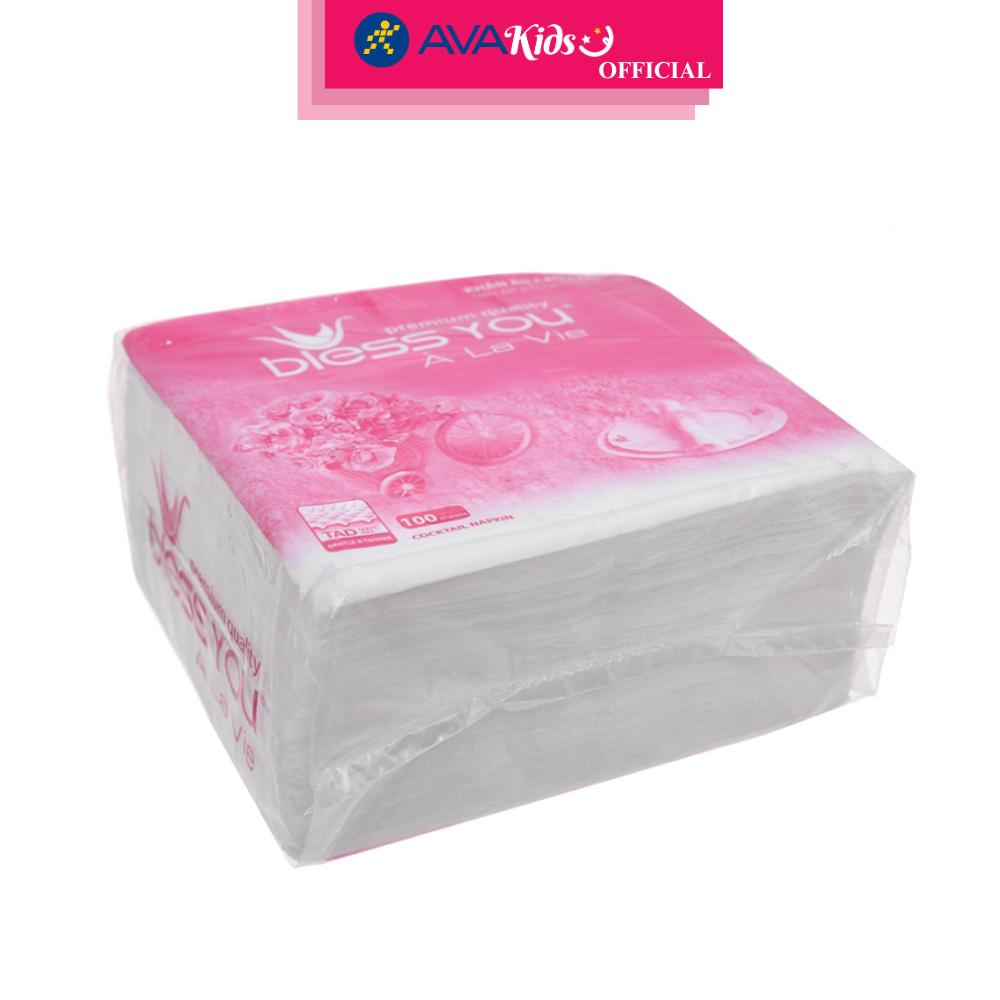 Gói 100 tờ khăn giấy ăn Bless You À La Vie không mùi 1 lớp - Hàng Chính Hãng