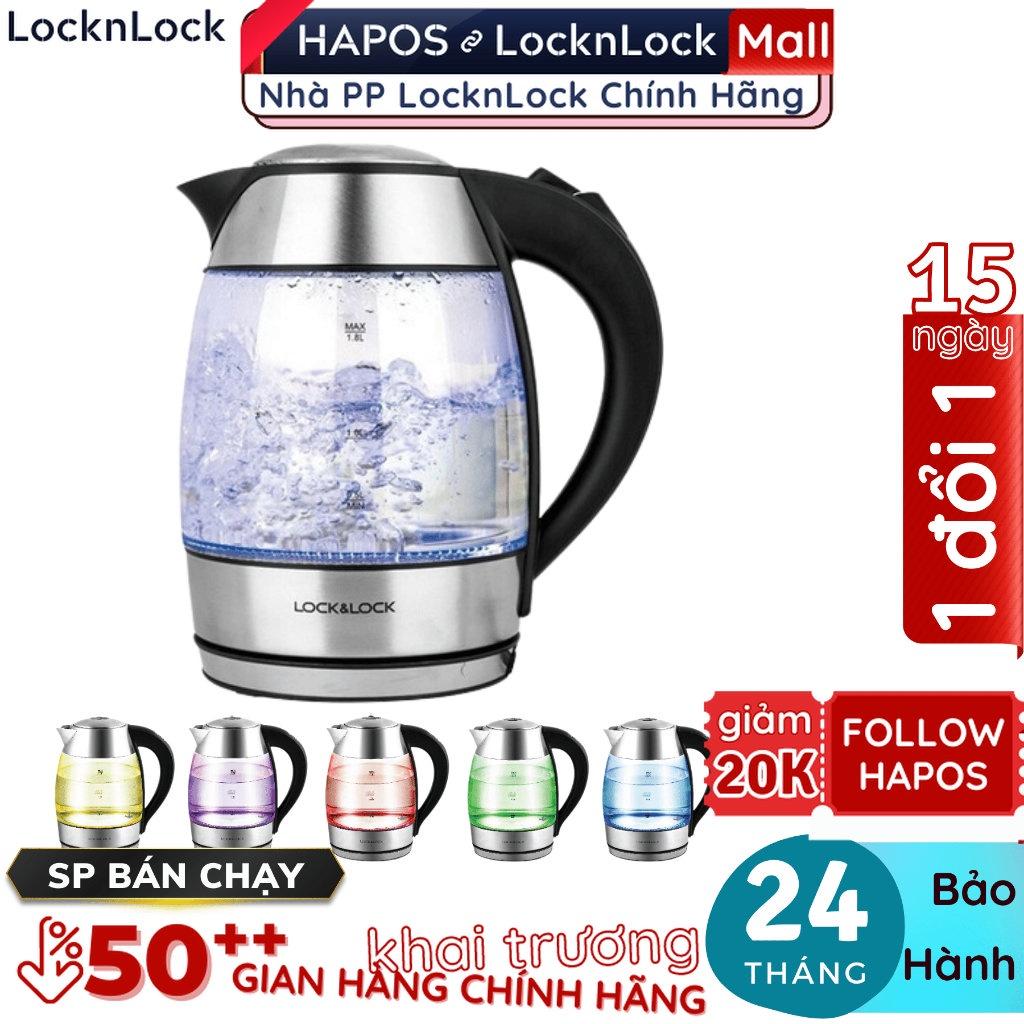 Ấm đun nước dùng điện bằng thủy tinh, thương hiệu LocknLock EJK341 1.8L - HAPOS - Hàng Chính Hãng