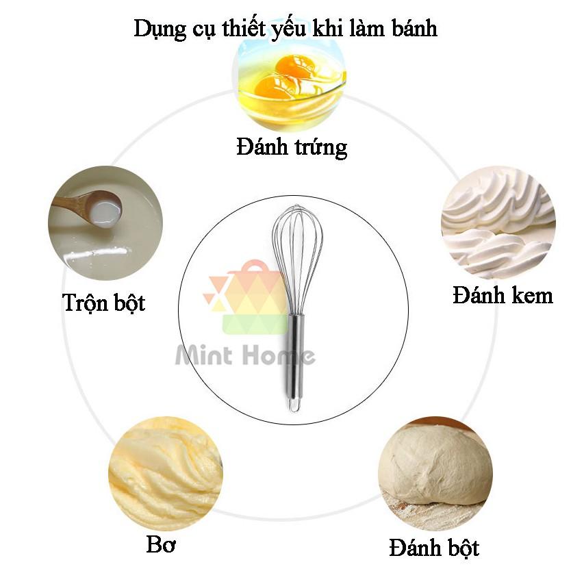 Dụng cụ đánh trứng cầm tay, Cây phới lồng tròn đánh trứng, khuấy trộn bột, đánh bông kem bơ bằng thép không gỉ inox