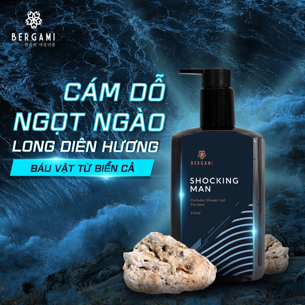 Combo Dầu gội đầu cao cấp 330ml &amp; Sữa tắm nước hoa Nam Bergami 330ml