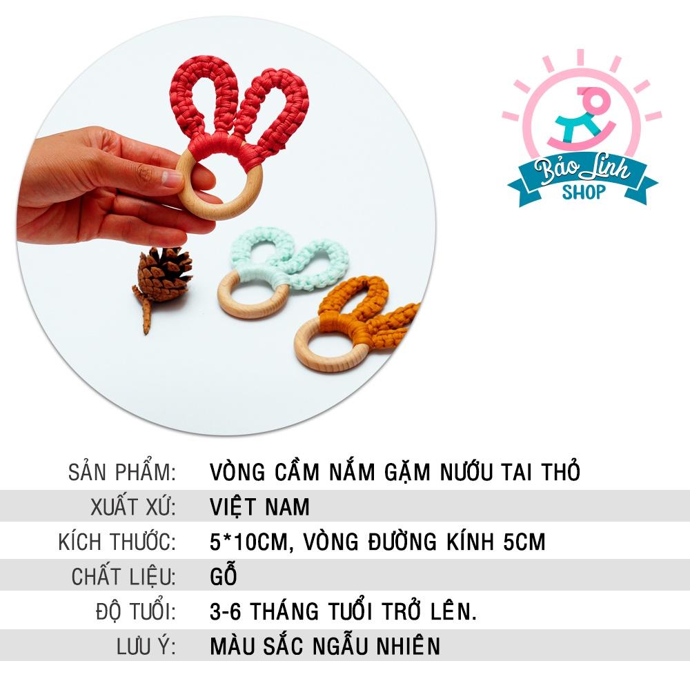 Đồ chơi cho trẻ sơ sinh 3-6 tháng - Vòng gỗ handmade tập cầm nắm, gặm nướu giảm ngứa lợi
