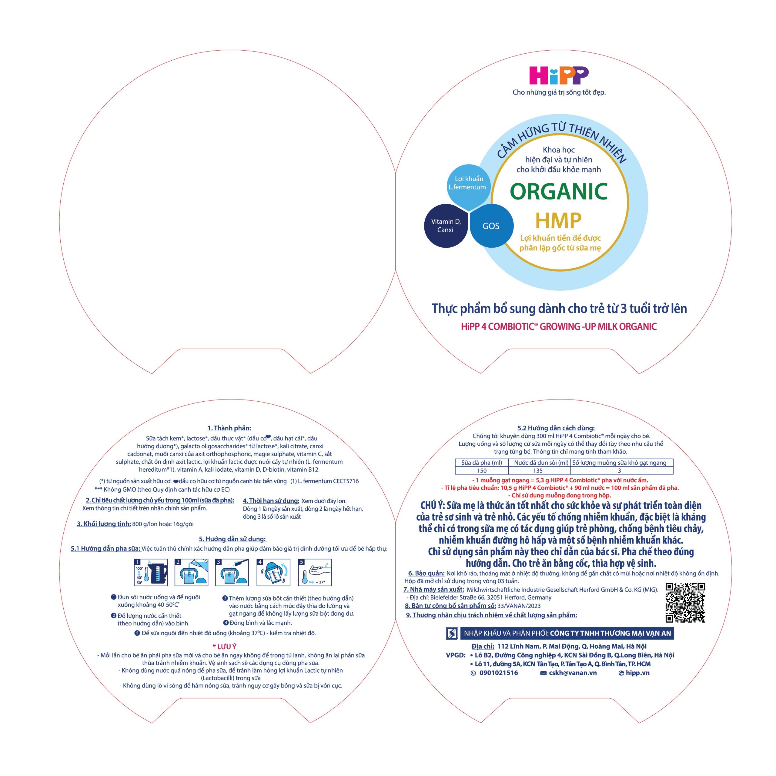 Sữa bột công thức HiPP 4 Organic Combiotic 800g cho bé từ 3 tuổi