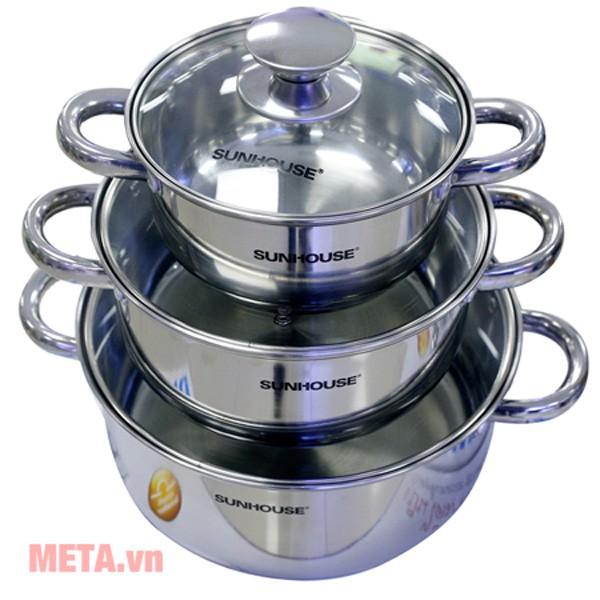 Bộ Nồi Sunhouse SH334 Inox 3 Đáy