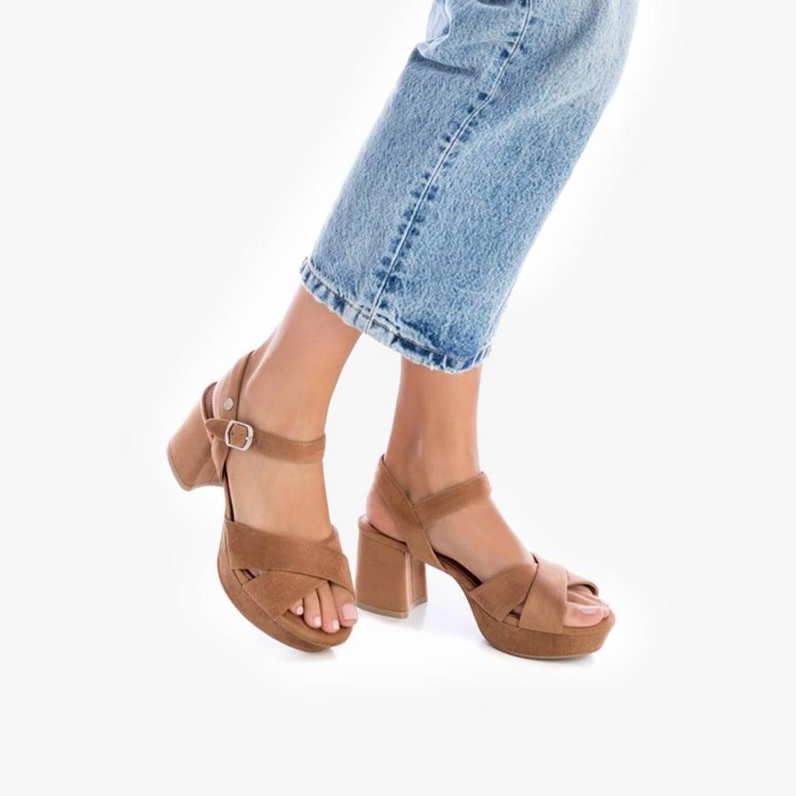Giày Cao Gót Nữ XTI Camel Microfiber Ladies Sandals