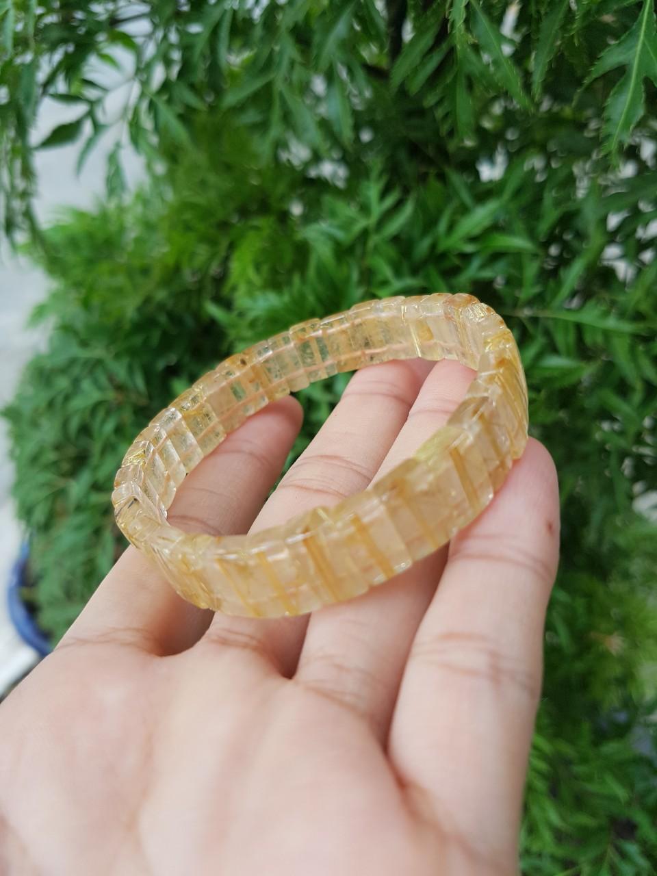 Vòng thạch anh tóc vàng bản vuông, đồng trục