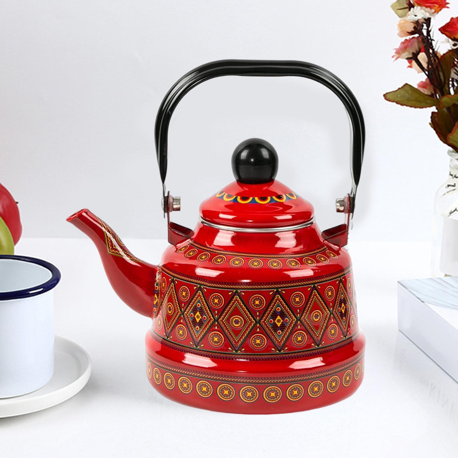 Large 2.5L Enameled Tea Kettle Tea Pot Tableware for Picnic