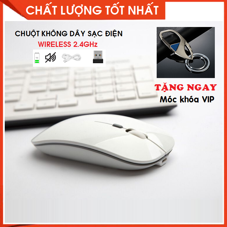 Chuột không dây sạc điện Tặng móc đeo khóa cao cấp