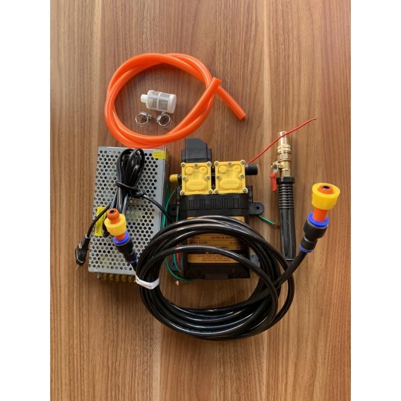 Bộ sịt rửa xe bơm đôi kèm nguồn 10m dây 8li đen 1m dây hút đầu sịt thẳng chỉnh tia khớp nối lọc rác hoàn chỉnh