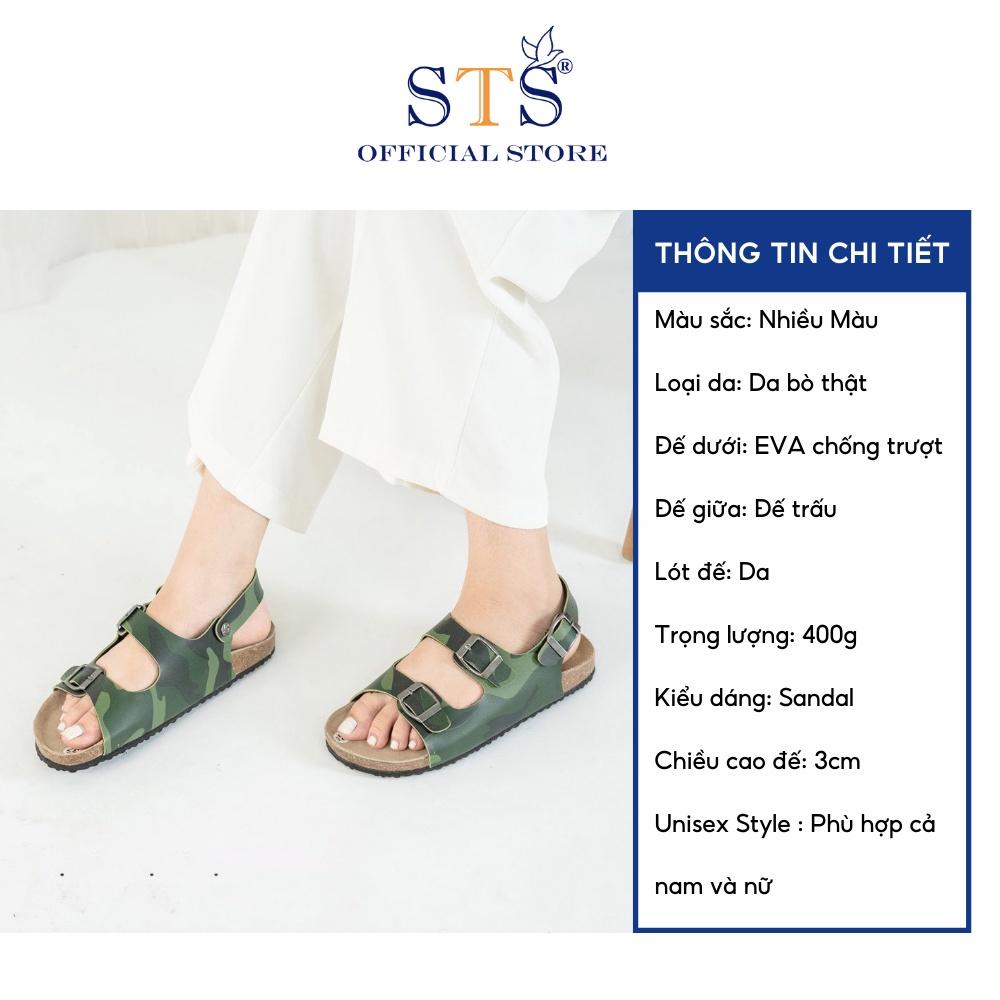 Giày Sandal Đế Trấu Mẫu Camo Rằn Ri Quai Ngang Da PU cao cấp xuất khẩu,Chống nước,dễ lau chùi CM02